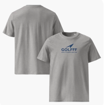 GOLFFF Heren T-Shirt – Grijs / Donkerblauw logo