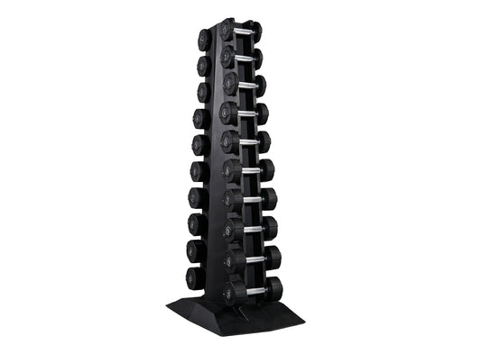 Lifemaxx PU dumbbell tower with LMX72 dumbbellset 1-10kg