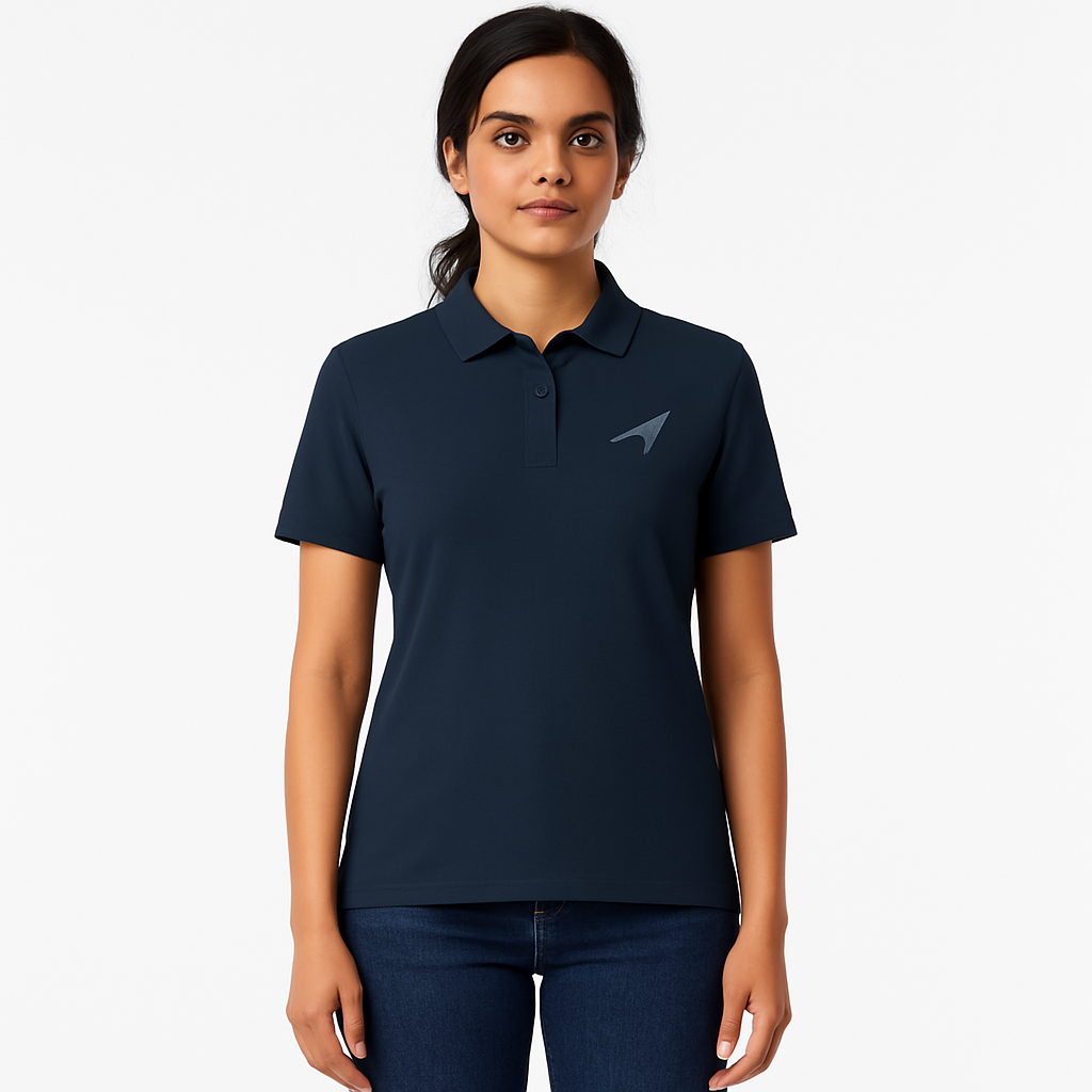 GOLFFF Dames Polo – Donkerblauw / Grijs logo