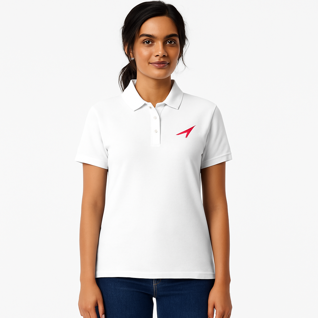 GOLFFF Dames Polo – Wit / Roze logo