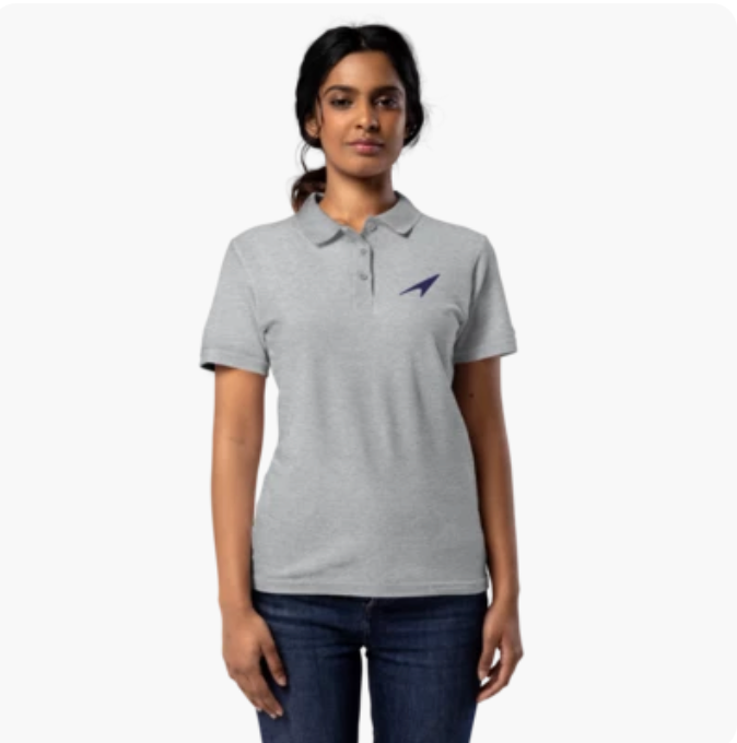 GOLFFF Dames Polo – Grijs / Donkerblauw logo