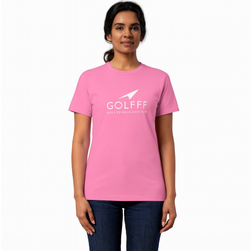 GOLFFF Dames T-Shirt – Roze / Wit logo