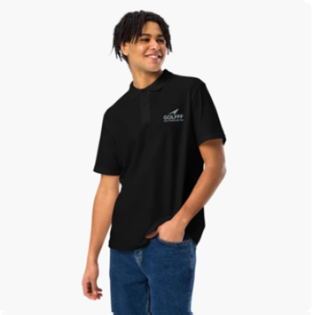 GOLFFF Heren Polo – Zwart/ Grijs logo