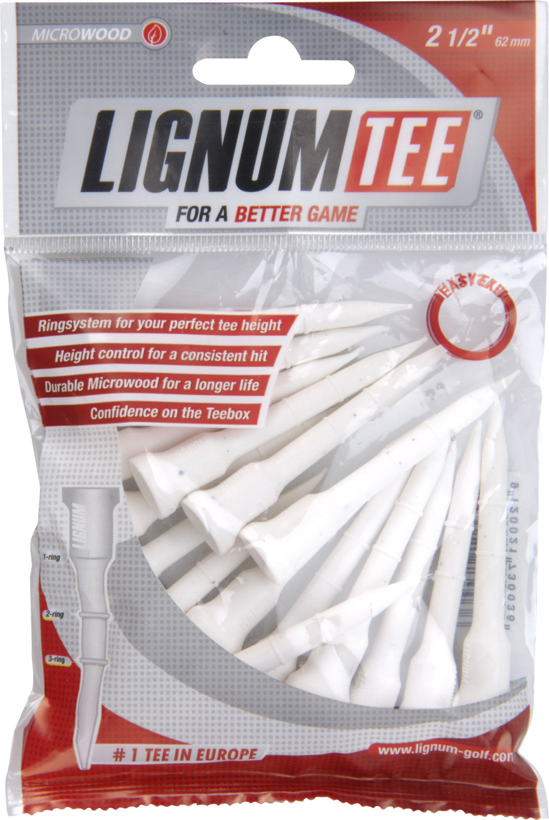 Lignum Tees 62 mm bag 16 pcs White
