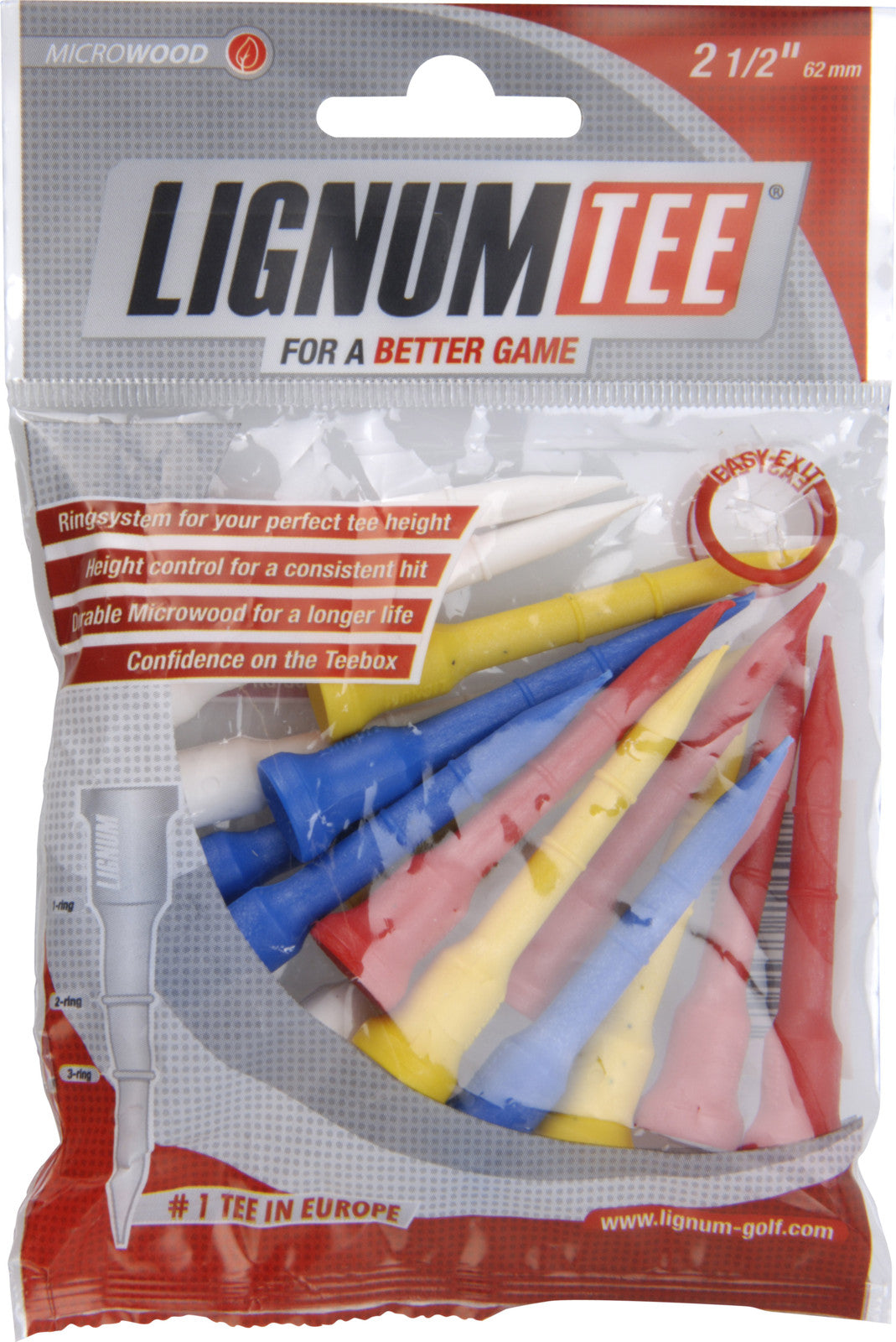 Lignum Tees 62 mm bag 16 pcs Ass colors