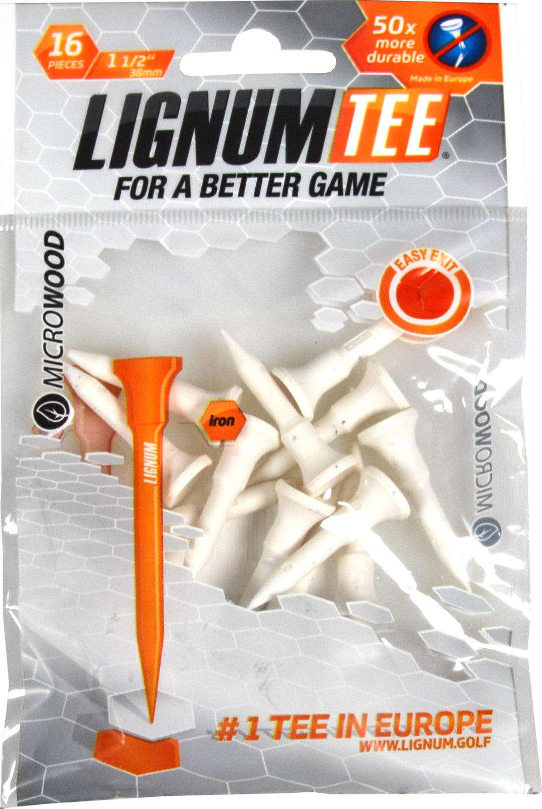 Lignum Tees 38 mm bag 16 pcs white