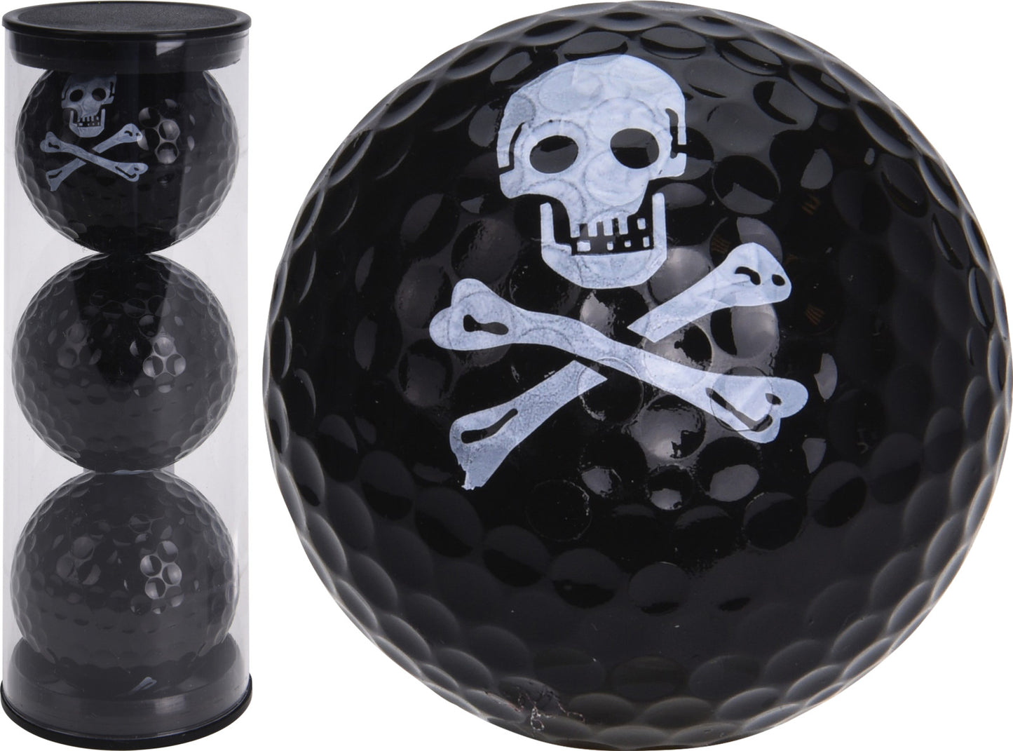 Tube of 3 Black skull golf balls