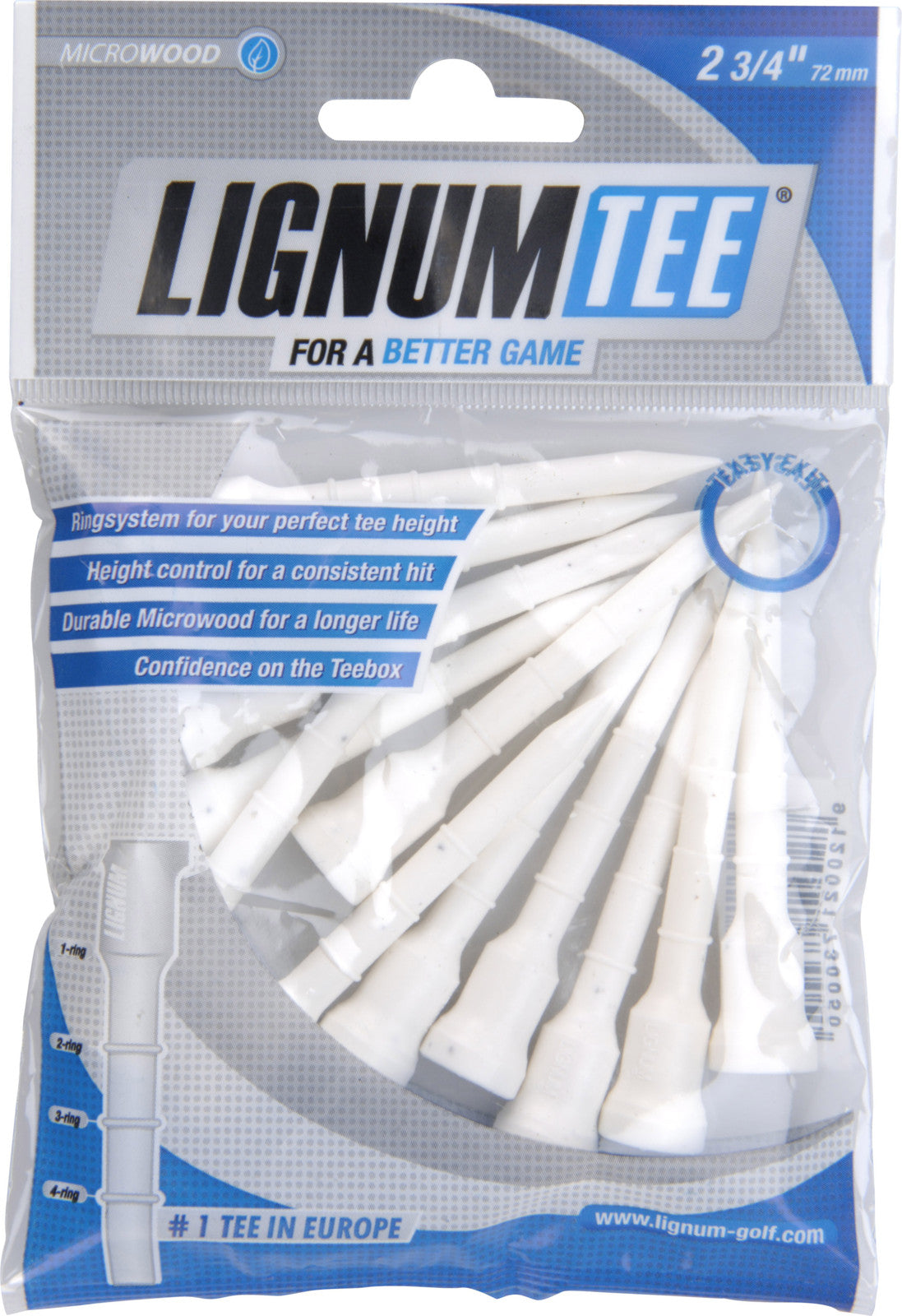 Lignum Tees 72 mm bag 12 pcs White