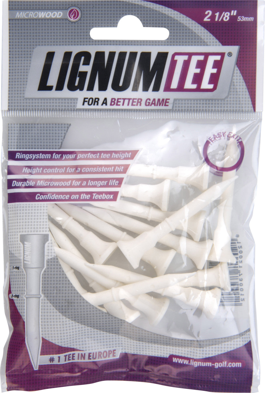 Lignum Tees 53 mm bag 16 pcs White