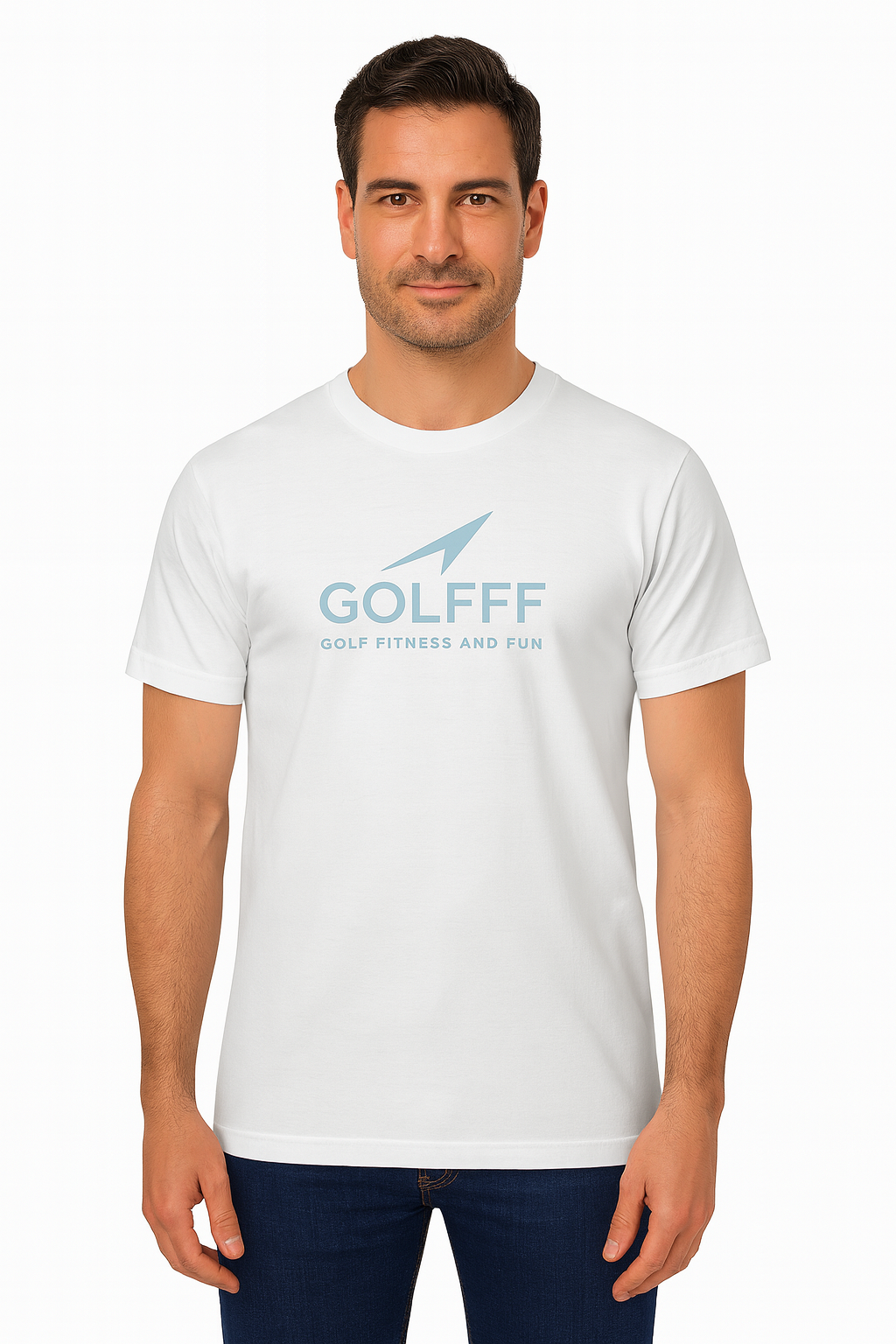 GOLFFF T-Shirt – Wit / Grijs logo