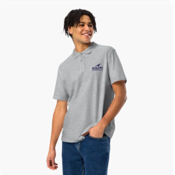 GOLFFF Heren Polo – Grijs / Donkerblauw logo