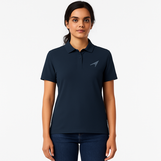 GOLFFF Dames Polo – Donkerblauw / Grijs logo
