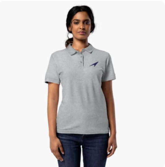 GOLFFF Dames Polo – Grijs / Donkerblauw logo