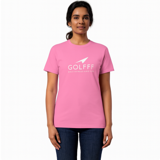 GOLFFF Dames T-Shirt – Roze / Wit logo