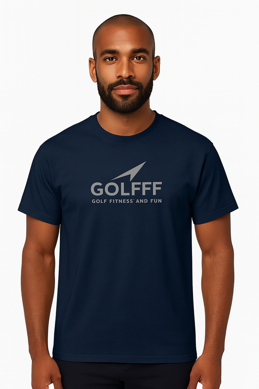 GOLFFF Heren T-Shirt – Donkerblauw/ Grijs logo