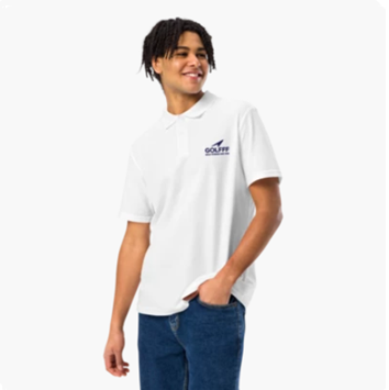 GOLFFF Heren Polo – Wit / Donkerblauw logo