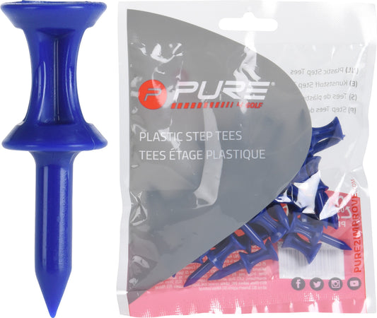 Plastic step tees 37mm bag of 30 pcs Blue