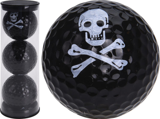 Tube of 3 Black skull golf balls