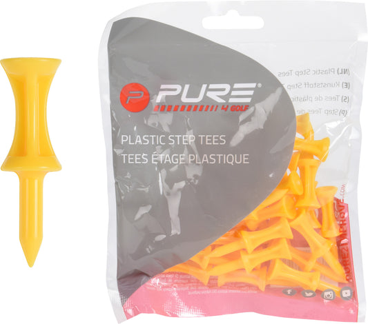 Plastic step tees 43mm bag of 30 pcs Yellow