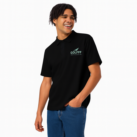 GOLFFF Heren Polo – Zwart/ Grijs logo